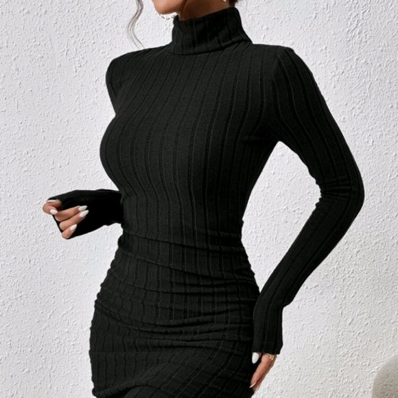Black Bodycon sweater dress NWT Size M - Picture 6 of 9